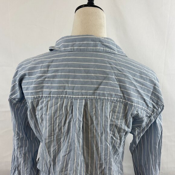 Marine Layer Blouse XS Blue White Stripe Button Front Long Sleeve - Picture 9 of 12